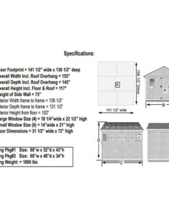 12x12 specs Sunshed Garden Shed