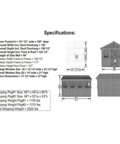 12x16 specs Sunshed Garden Shed