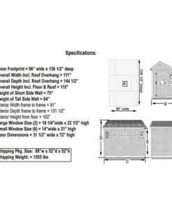 8x12 specs Sunshed Garden Shed