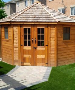 Cedar Penthouse Shed 9x9 front view 1