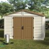 Duramax 10.5x8 Woodbridge Plus w Foundation 40214 placed outdoors doors closed
