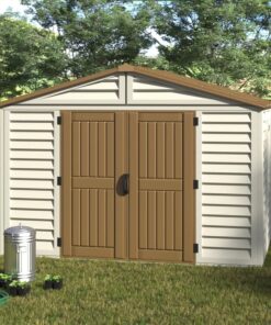 Duramax 10.5x8 Woodbridge Plus w Foundation 40214 placed outdoors doors closed