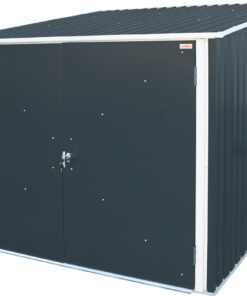Duramax Bicycle Storage Shed Anthracite w White Trim 73051 corner angle