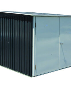 Duramax Bicycle Storage Shed Anthracite w White Trim 73051 corner angle closed doors