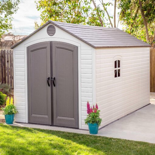 Lifetime 8x15 Outdoor Storage Shed 60075 backyard