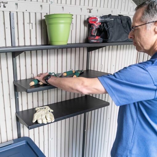 Lifetime 8x15 Outdoor Storage Shed 60075 man inside