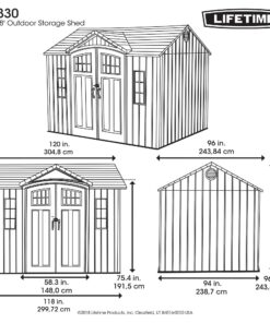 Lifetime 10 Ft X 8 Ft Outdoor Storage Shed 60330 technical drawing