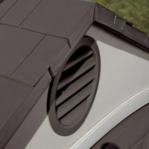 Lifetime 15 Ft. x 8 Ft. Outdoor Storage Shed 60079 closeup of roof vent