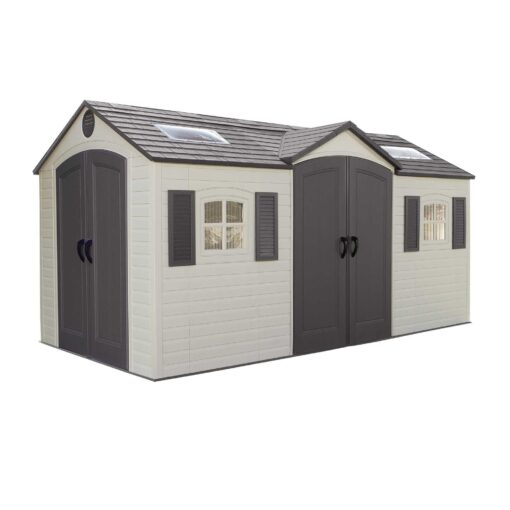 Lifetime 15 Ft. x 8 Ft. Outdoor Storage Shed 60079 front side view