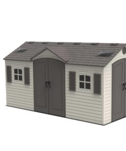 Lifetime 15 Ft. x 8 Ft. Outdoor Storage Shed 60079 other front side angle