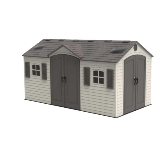 Lifetime 15 Ft. x 8 Ft. Outdoor Storage Shed 60079 other front side angle