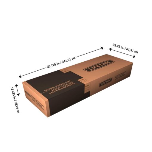 Lifetime 15 Ft. x 8 Ft. Outdoor Storage Shed 60079 stacked boxes with measurements