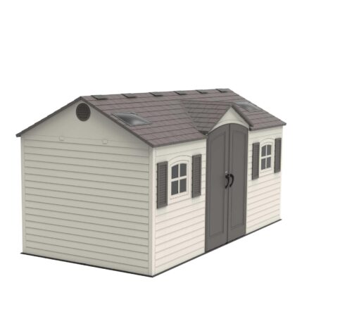 Lifetime 15 Ft. x 8 Ft. Outdoor Storage Shed 60079 top frontside angle