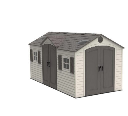 Lifetime 15 Ft. x 8 Ft. Outdoor Storage Shed 60079 top side angle