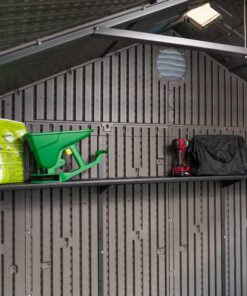 Lifetime 15 Ft X 8 Ft Outdoor Storage Shed 60318 items placed on shelf