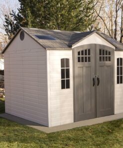Lifetime Outdoor Storage Shed 60178 closed front side view