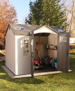 Lifetime Outdoor Storage Shed 60178 open front view