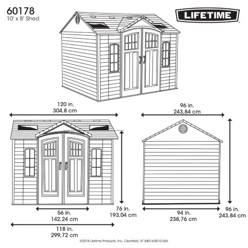 Lifetime Outdoor Storage Shed 60178 technical drawing