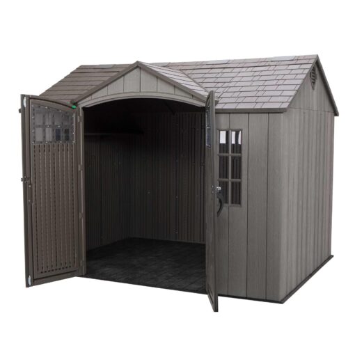 Lifetime Outdoor Storage Shed 60330 open front view