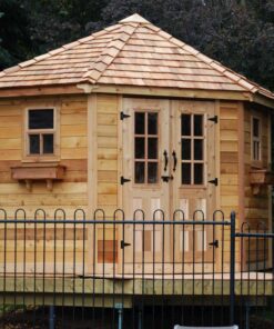 Wooden Penthouse Garden Shed 9x9 with fence 1