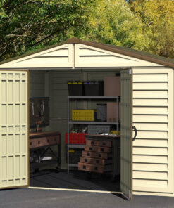 duramax woodbridge plus 10x8 shed open view 1